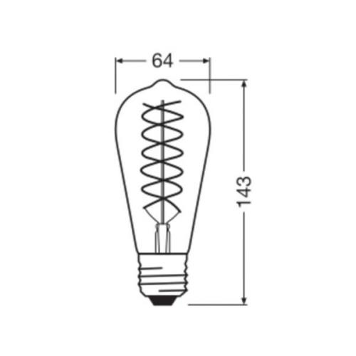 OSRAM LED Vintage 1906 Edison, goud, E27, 8,8 W, 824, dimbaar.