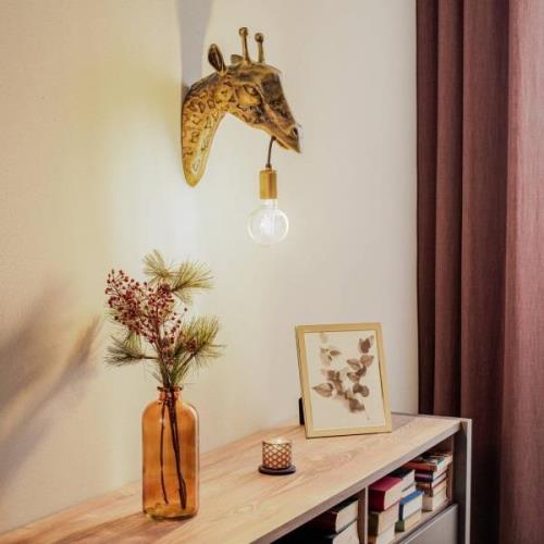 Lindby wandlamp Nirvathia, giraffe, messingkleurig, metaal