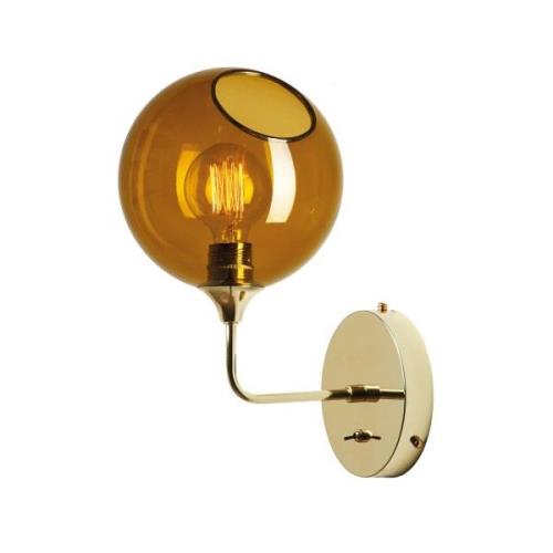 Ballroom wandlamp kort, amber, glas, mondgeblazen