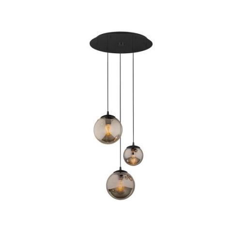 Hanglamp Smoky met glazen kappen, 3-lamps