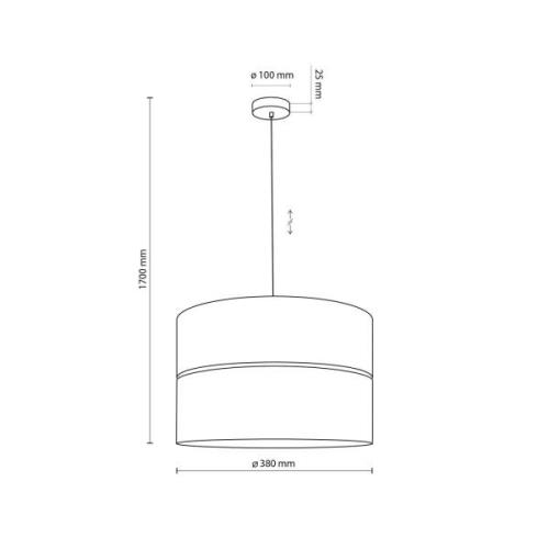 Nicol hanglamp, zwart/hout-effect, Ø 38 cm, 1-lamp, 1 x E27