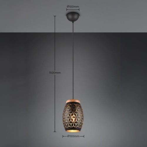 Bidar hanglamp, Ø 15 cm, zwart-goud, metaal