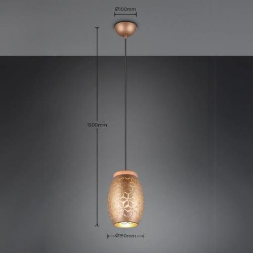 Bidar hanglamp, Ø 15 cm, koffiebruin, metaal