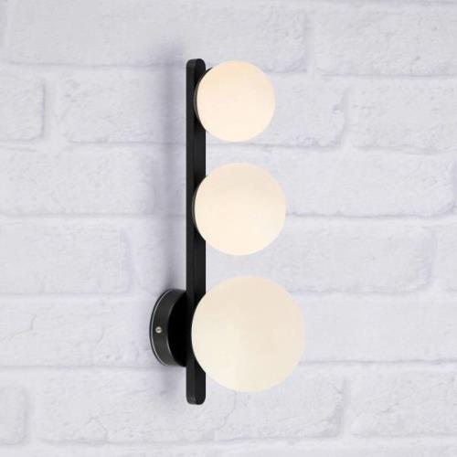 Badkamer wandlamp Puro zwart 3-lamps glas