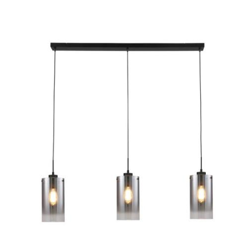 Ventotto hanglamp, zwart/rook, lengte 105 cm, 3-lamps.