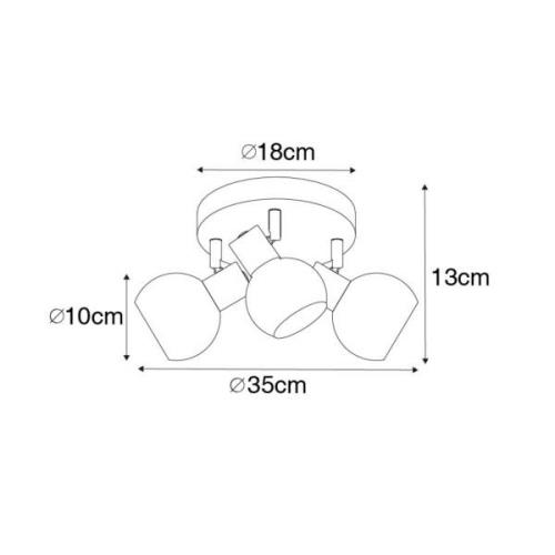 Plafondlamp Vidro met rookglazen kappen, 3-lamps