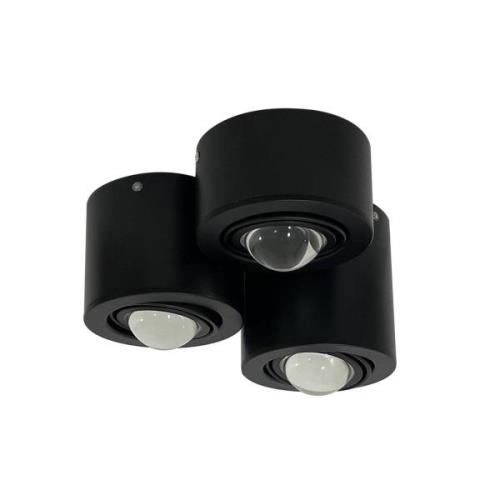 Lindby plafondspot Jyla, zwart, 3000 K, 3-lamps, lens, GX53