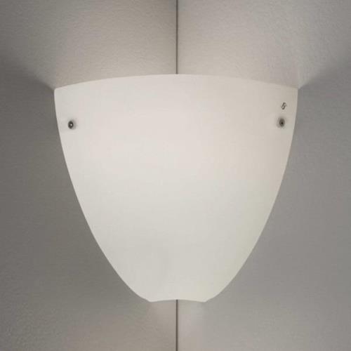 Wandlamp Corner, hoekmontage, gesatineerd wit