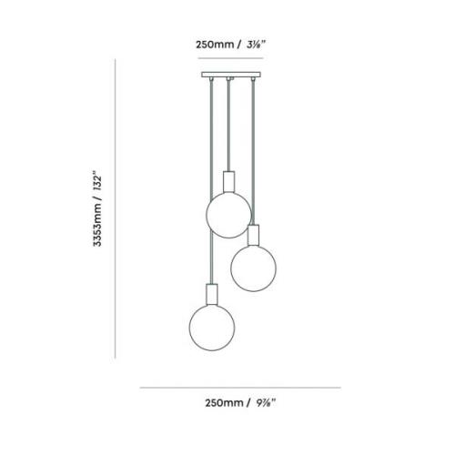 Tala hanglamp Triple Hanglamp rond E27 opaal zwart/grafiet