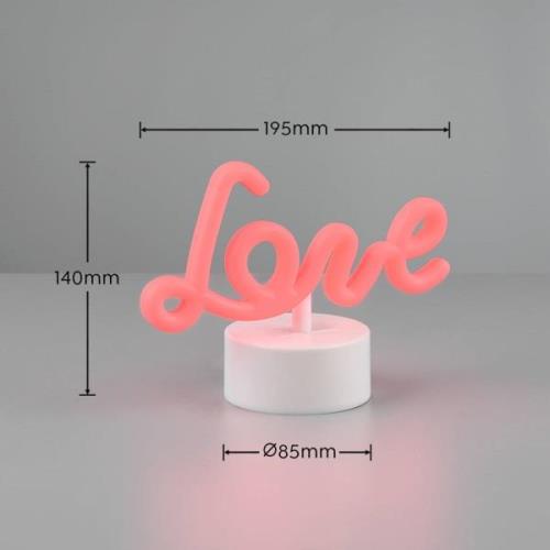 Amor LED tafellamp, wit, kunststof, batterij, USB