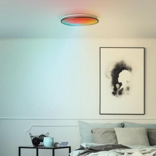 Plafondlamp Heida, Ø 49 cm, zwart, CCT, RGB, metaal