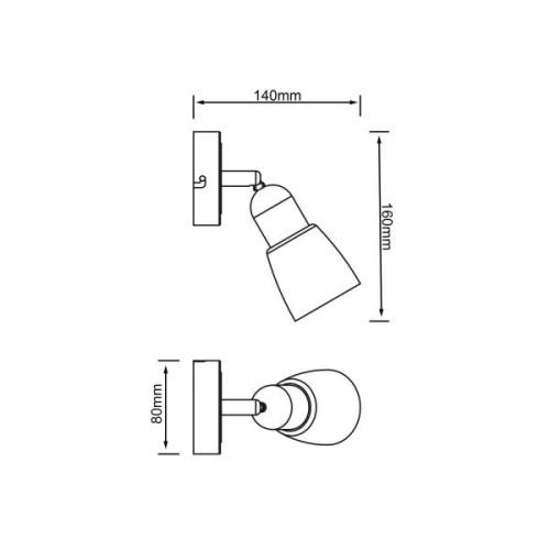 Sofia wandspot, ijzer/chroom/wit, projectie 19 cm