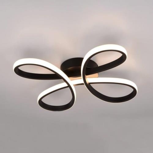 Fly LED plafondlamp, mat zwart, 3.000 K, 40 cm x 40 cm