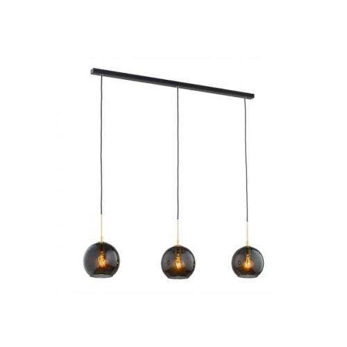 Hanglamp Dulce, rookgrijs/zwart, glas, 3-lamps