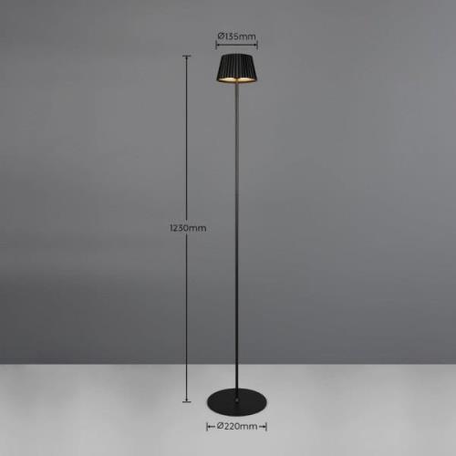 LED vloerlamp Suarez, zwart, hoogte 123 cm, metaal