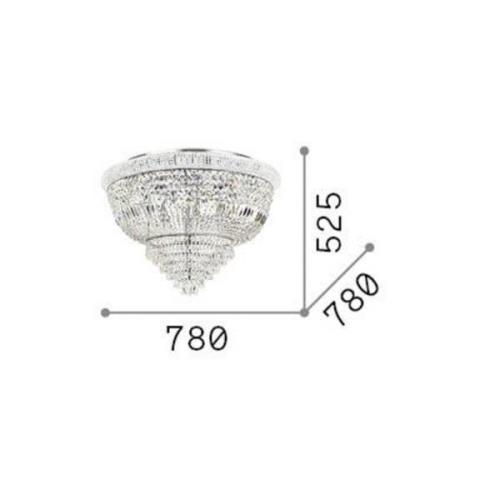 Ideal Lux plafondlamp Dubai, chroomkleurig, kristal, Ø 78 cm
