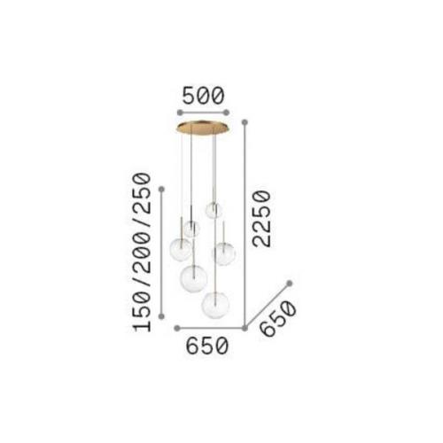 Ideal Lux Equinoxe hanglamp 6-lamps chroomkleurig helder glas