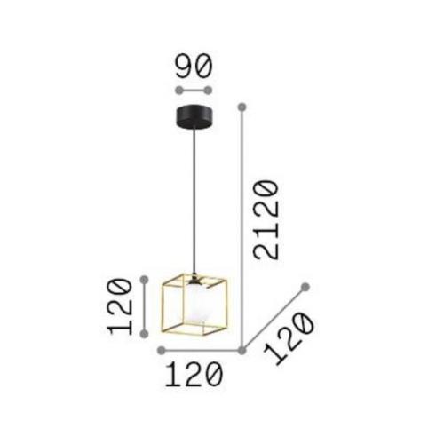 Ideal Lux Lingotto hanglamp, 1-lamp, zwart, opaalglas