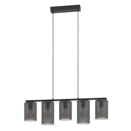 Hanglamp Colomera, zwart/grijs, 5-lamps.