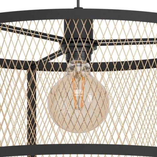 Hanglamp Dellow, Ø 45 cm, zwart/messingkleurig, staal