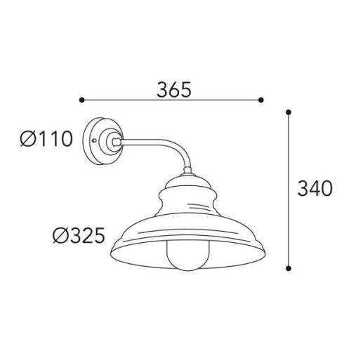 Buitenwandlamp Mill 1595 messing antiek/helder