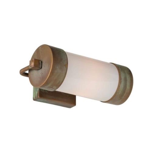 Buitenwandlamp Silindar 3389, messing antiek/opaal