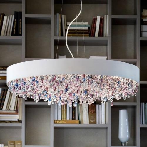 Hanglamp Ola S6 90 wit/koud gekleurde kristallen