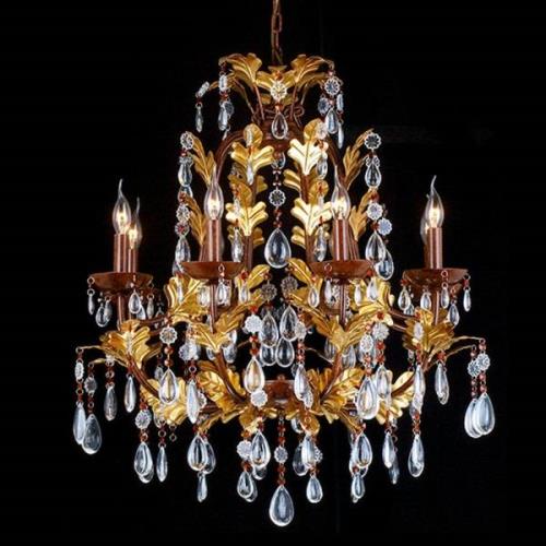 Kroonluchter CR12, 8-lamps, met glasbehang