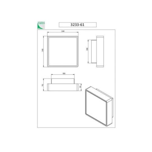 Wandlamp Oban, 24 cm x 24 cm, 1 x E27, wit, IP65