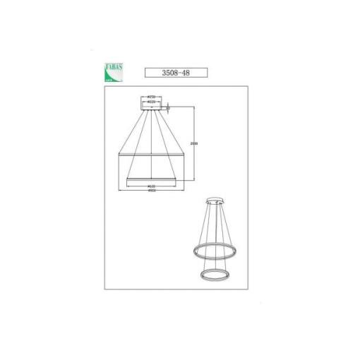 Giotto LED hanglamp, Ø 80 cm, 2-lamps, zwart