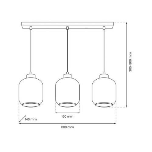 Hanglamp Sombra, amber, 3-lamps, langwerpig