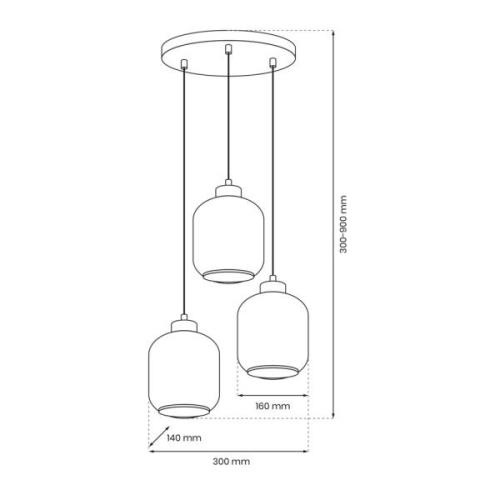 Hanglamp Sombra, rook, 3-lamps, rond