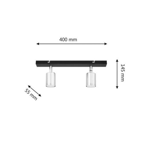 Plafondlamp Tune II, zwart/chroom, metaal, 2-lamps, E27