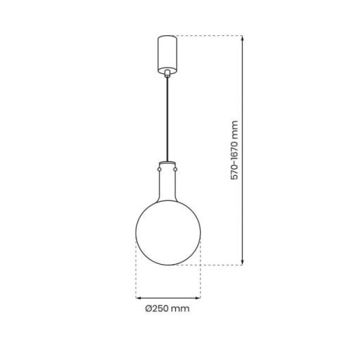 Toronto hanglamp, chroom-transparante glazen bol, Ø 25 cm