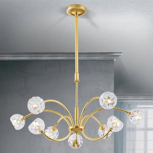 Loodkristal-hanglamp Maderno, goud, 69cm