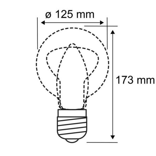 LED glazen lamp E27 9W G125 Fil 2.700K opaal dimbaar