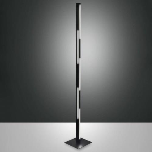 LED vloerlamp Ling, zwart, hoogte 165 cm, dimbaar, metaal