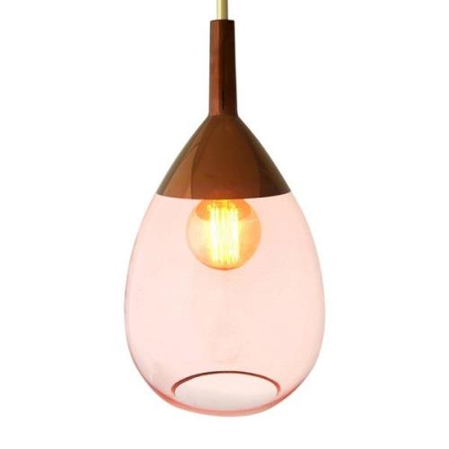 EBB & FLOW Lute glazen hanglamp rosé met koper