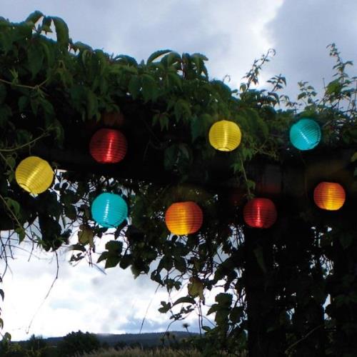 Bonte led-solar-lichtketting met 10 lampions