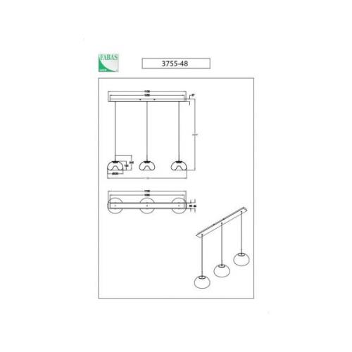 Hanglamp Brena, transparant, 3-lamps, dimbaar, CCT