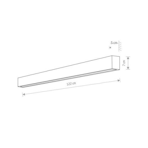 Straight L wandlamp, 122 cm, grafiet