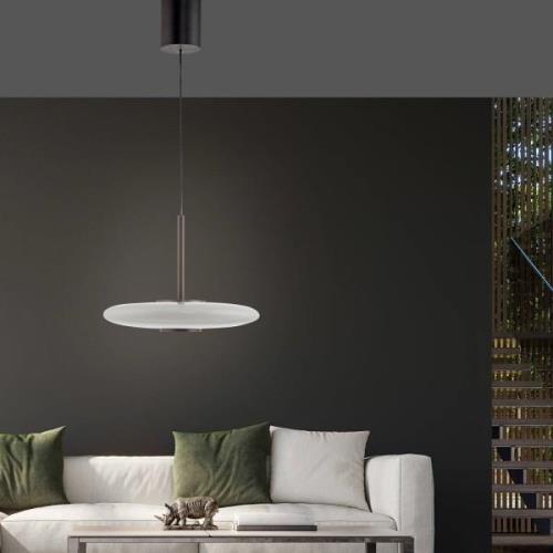 PURE LED hanglamp E-Vitrum, bruin/opaal, glas/aluminium CCT