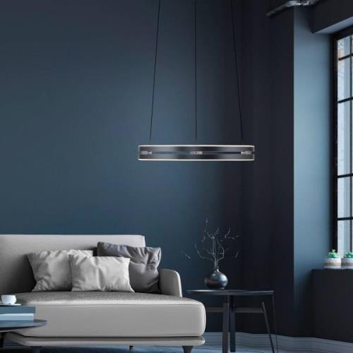 PURE LED hanglamp E-Loop, grijs, Ø 50 cm, aluminium, CCT