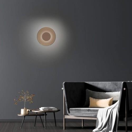 PURE LED wandlamp Moon, brons, Ø 32 cm, glas/aluminium