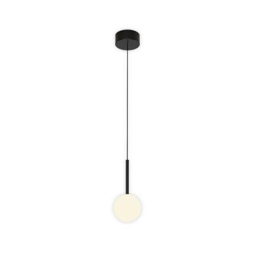 Kelder hanglamp, 1-lamp, ijzer, zwart, glas, wit