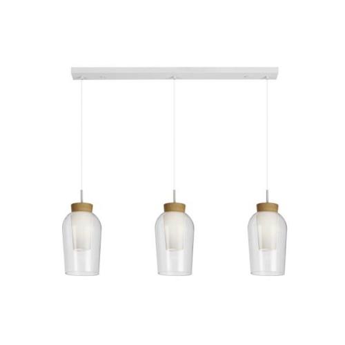 Hanglamp Nora, wit, transparant, 3-lamps bundel, glas