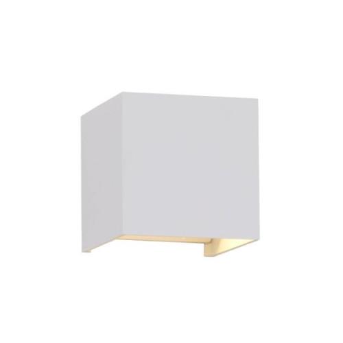 Davos LED buitenwandlamp, wit, hoekig, dimbaar, aluminium