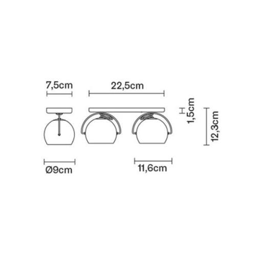 Fabbian Beluga white plafondlamp direct 2-lamps