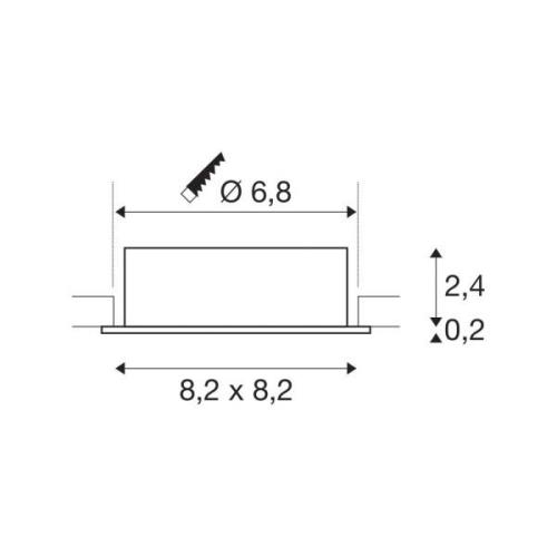 SLV Plafond inbouwlamp New Tria, wit, aluminium, lengte 8,2 cm