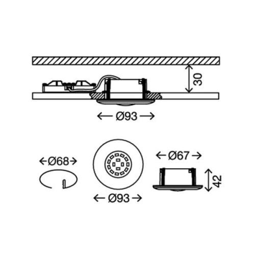 LED inbouwspot Attach One, mat nikkel, IP65